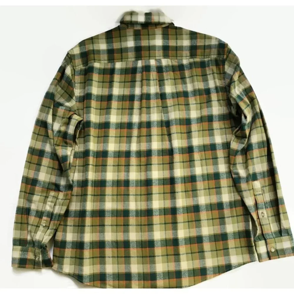 Eddie Bauer Mens Field Flannel Shirt L Green Plaid 100% Cotton Button Down L/S - Picture 8 of 8